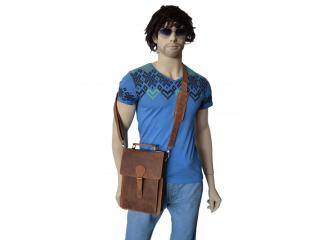 Men's Crazy Horse Leather  Satchel Shoulder Messenger Bags Tablet School Bag