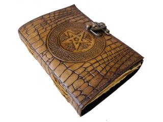 Handmade Leather Journal Celtic One Latches Deckle Edge Paper Pentagram Embossed Leather D
