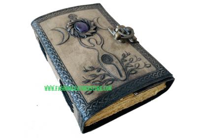  Handmade Mother Of Goddess Antique Embossed Vintage Spell Book Of Shadows Leather Journal With C Lock Best Gift For Christmas, New Year, Men, Women Deckle Edge Paper 200