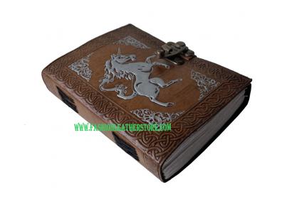 Horse Double Color Leather Journal Handmade Notebook