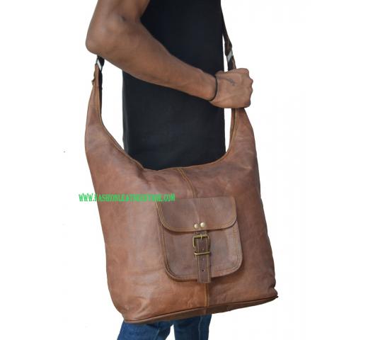 NEW Handmade Natural Brown Pure Goat Leather Vintage Messenger Bag Women Purse 