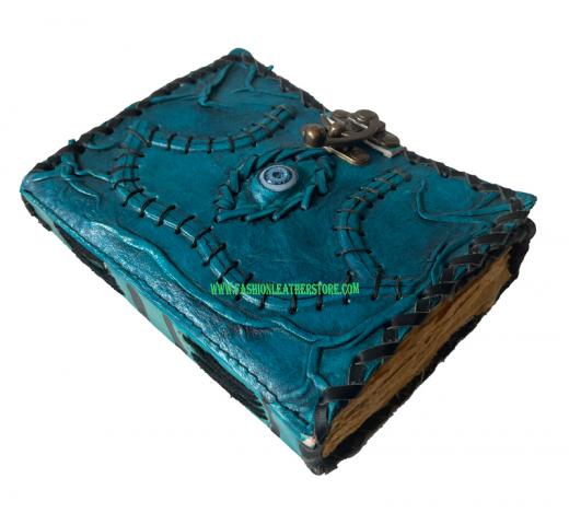 Hocus-Pocus-Wicca-Wiccan-Antique-Blue-Leather-Neo-Pagan-Leather-Journal-Spell-Book-Of-Shad