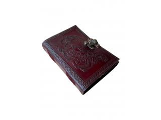 Vintage Leather Journal Handmade Owl Design Sketchpad Journal Antique Brass C Lock Brown H