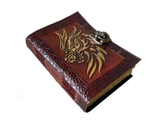 Vintage Leather Journal 240 Sketchbook Book Of Charmed Spell Celtic Dragon Antique Handmad
