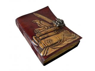 Antique Handmade Deckle Edge Paper Crow Celtic yellow With Brown Embossed Vintage Leather Journal 240 Sketchbook Book of Charmed Spell