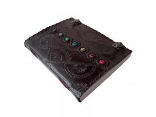 embossed seven stone handmade leather journal
