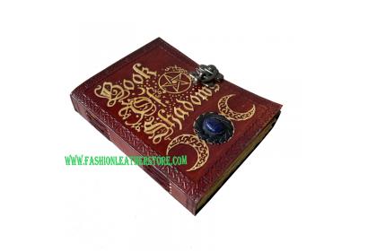 Book Of Shadows Leather Journal with Semi Precious Stone Lock Closure 200 pages Antique De