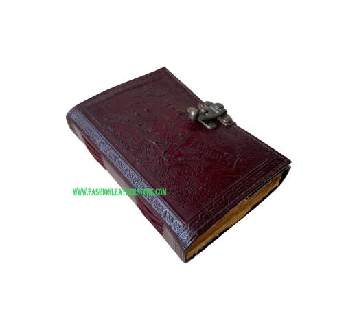 Wholesaler Gifts Celtic Owl Vintage Leather Journal For Writing Wiccan Brown Notebook Embossed Diary Deckle Art Paper