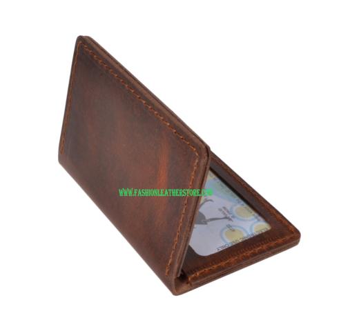 Mens Hunter Leather Blocking Slim Wallet Genuine Leather Front Pocket Credit Card Holder