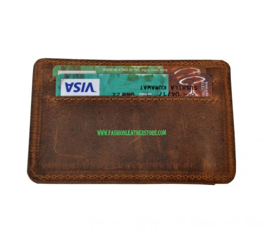New Design Vintage Handmade Brown Color Hunter Leather Id/Credit Card Holder