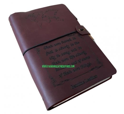 Genuine Vintage Handmade Leather Journal World Map Wholesaler Soft Leather Journal Pen Hol