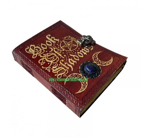 Book Of Shadows Leather Journal with Semi Precious Stone Lock Closure 200 pages Antique De